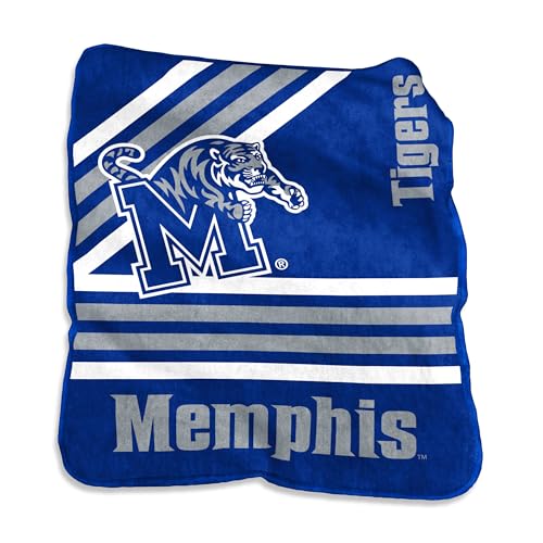 Logo Brands NCAA Memphis Tigers Striped Raschel Throw Blanket – 50 x 60 Soft Fleece Blanket, Officially Licensed Collegiate Design, Cozy Throw for Tailgating, Game Day, & Home Décor