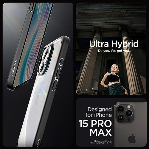 Image of Spigen Ultra Hybrid Back Cover Case for iPhone 15 Pro Max, Durable Hybrid Structure, Air Cushion Technology - PC+TPU | Matte Black