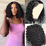 XIROM UN Glueless Wigs Human Hair Pre Plucked Pre Cut Wear and Go Glueless Curly Bob Wigs for Black Women 5x5 HD Lace Closure Wigs Wet and Wavy Wigs Human Hair 200% Density (10 inches)