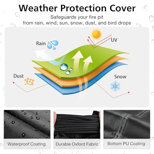 TheElves Fire Pit Table Cover Rectangular, 60in Firepit Covers Rectangular Waterproof Heavy Duty for PIZZELLO or Self-built 58-60 Inch Propane Fire Pit Table, Fireplace - 60x38x22 in by TheElves - Image 3