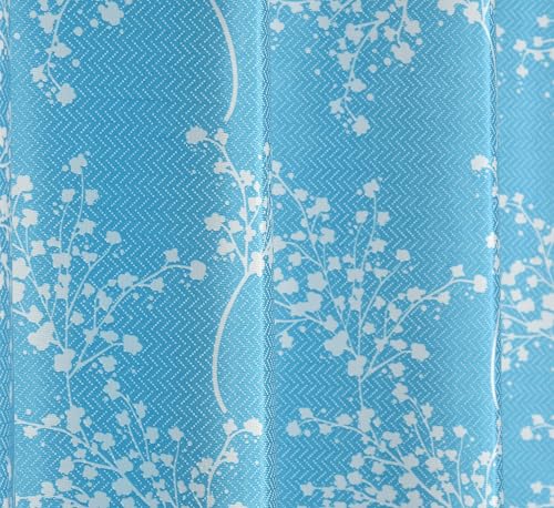 Image of Floral Printed Home Decor Curtains for Living Room, Bedroom Doors and Windows Panel, Parda, Eyelets Hanging, Aqua Blue, 4 x 6 Feet, 1 Piece