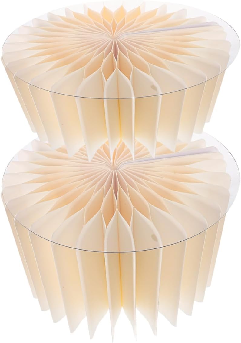 2pcs White Cylinder Cake Pedestal Stands Folding round Paper Columns Party Decoration Centerpieces for Wedding Dessert Table Display