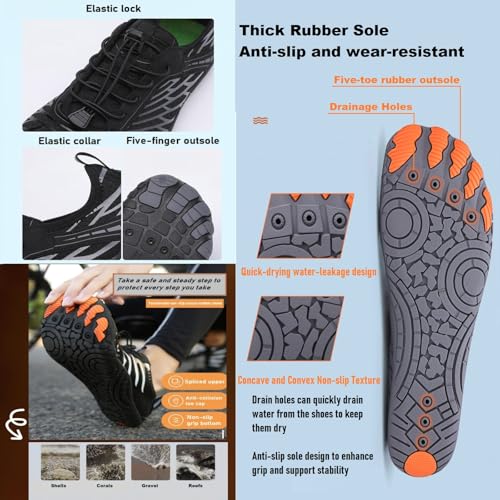 Barefoot Shoes Women,2025 New Hike Barefoot Shoes for Women Men - Breathable & Non-Slip Athletic Footwear, Wide Toe Water Shoes, Neuropathy Shoes for Women, Women's Water Shoes, Non-Slip Wide Toe Water Shoes for Women Men, Surfing Quick Dry Sports Shoes3