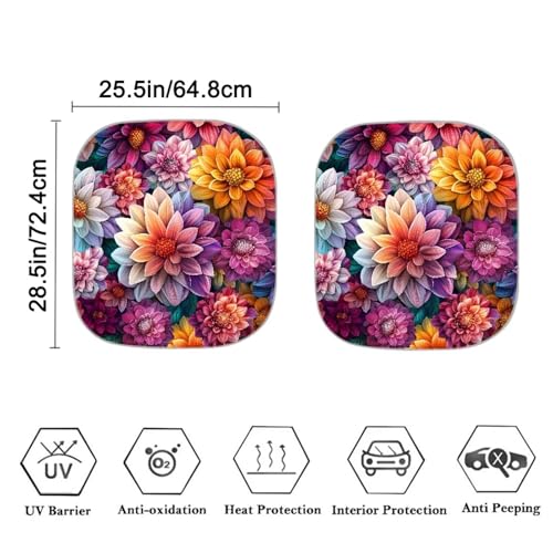 Image of Pink Dahlia Car Windshield Sun Shade Foldable 2-Piece Car Windshield Sunshades Window Shades Cover Sun Visor Shield for Most Sedan Truck SUV Auto Interior Protector
