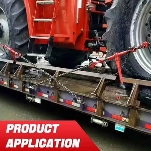 Image of 4 Pack Ratchet Chain Binder 3 /8 inch-1 /2 inch with G70 Hooks 9200 lbs WLL for Heavy Equipment, Farm, Construction, Industrial Hauling