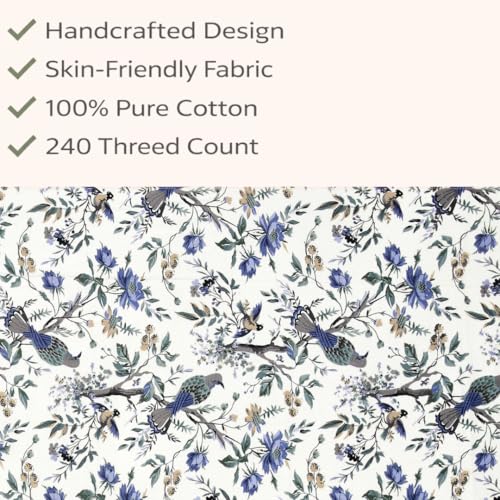 Image of elanorhomes 100% Cotton 240 TC Single Bed Sheet Set | Floral Printed Bedsheet with Pillow Cover | Soft Breathable Fabric for Bedroom | 60x90 Inches (Skyfall Petals)