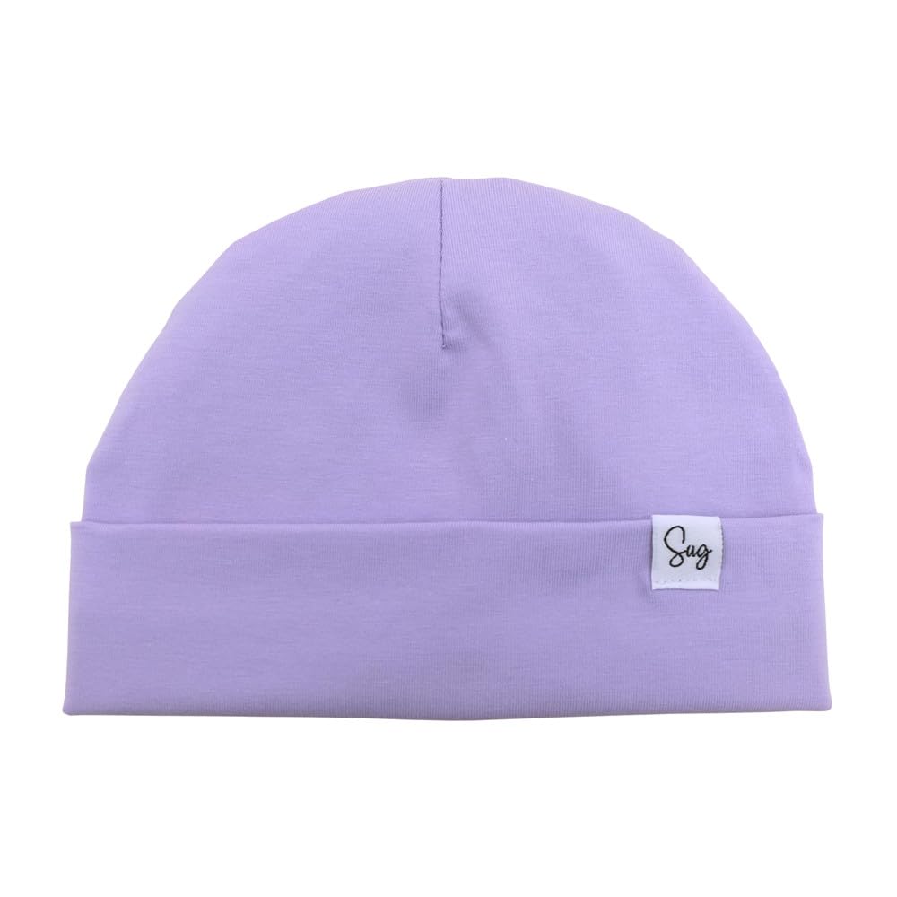 Sugarmelon Lightweight Jersey Beanie Hat for Newborn Baby Boys Girls Silky Satin Lined Hats Bonnet Toddler Infant Little Kids Beanies Caps (0-6M,Orig Lavender)