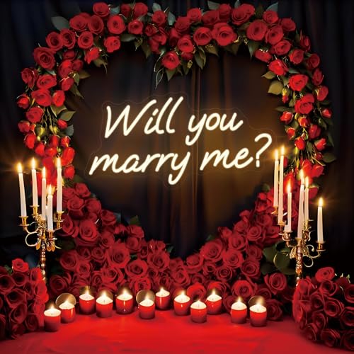 Image of Will You Marry Me Neon Sign for Wedding Proposal Decorations 16.5 x 8.3 in