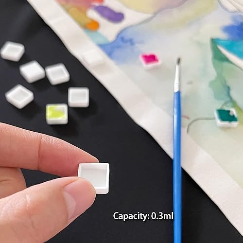 Miniatura 5 de FCLUB 100 sartenes de acuarela vacías  Mini sartenes cuadradas de 0.0 fl oz para paletas de viaje, almacenamiento de pintura de muestra y kits de