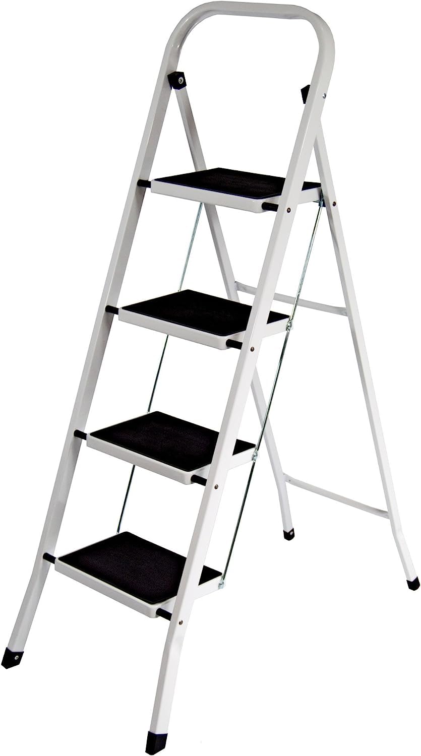 (4 Step) Mantraraj 2 3 And 4 Step Ladder Folding Step Stool Multi-Use For Household Heavy Duty Handgrip Anti Slip Pedal Sturdy Lightweight 5060913145453