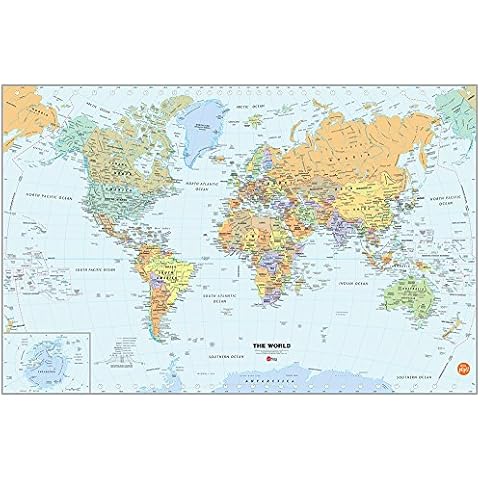 Wallpops Peel and Stick Self Adhesive Dry-Erase World Map Cover