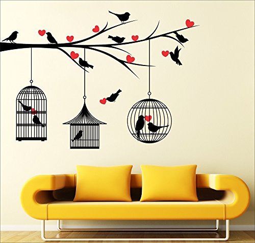SRGindia Love Birds with Hearts Wall Sticker (Vinyl, 50 cm x 5 cm x 0.99 cm), Multicolour (B01LYT69OY) Amazon Price History, Amazon Price Tracker