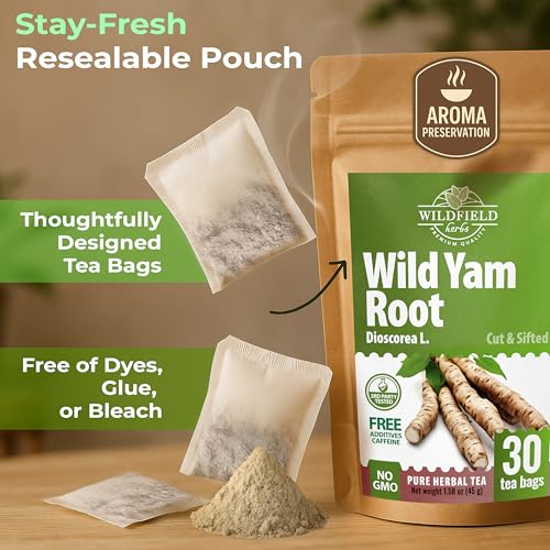 Image of 30 Bags Wild Yam Root Herbal Tea (Dioscorea) - 30 Tea Bags 1.5g Dioscorea Root Raiz de Name Silvestre