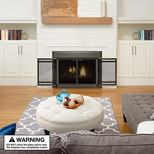 Image of UniFlame Kendall, Cabinet-Style Fireplace Doors, Gunmetal, Size: Small