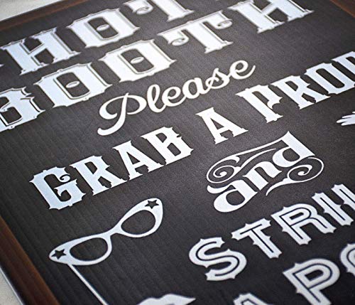 Bigtime Signs Photo Booth Props Sign, 2-Sided, Use For Any Wedding, Party Or Event Chalkboard Style On 1 Side And A Rustic Vintage Look On The 2Nd, 16" L X 12" W #TOP4