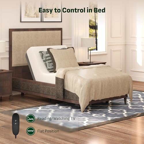 Image of Softa Adjustable Bed Frame, Electric Bed Base w /Oxford Fabric Bedspread, Remote Control, Whisper Quiet, Durable Motor, Mattress Holder