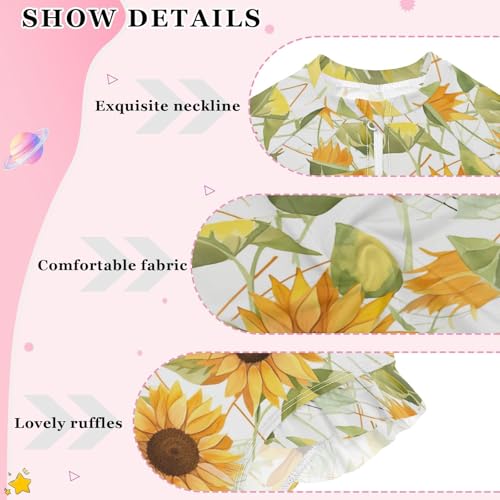 Sunflowers Girls Long Sleeve Swimsuit UPF 50+ Rashguard Swimwear One Piece Bathing Suit for 3-12 212162943