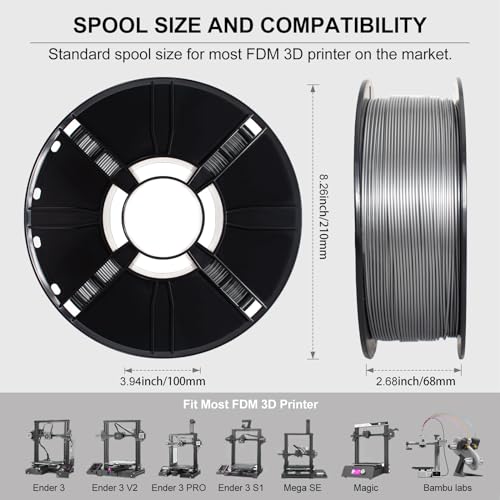 Image of PETG Filament 1.75mm Bundle for 3D Printer, Total 2KG Metal-Like Consumable 1kg (2.2lbs) 1X2 Spool, High Speed Metallic Finish PETG, Dimensional Accuracy + /- 0.03 mm, Silver and Bronze Gold