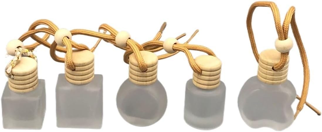 Mini Bottiglie di Profumo da Viaggio, Atomizzatore di Profumo 1pc Mini Bottiglie di Profumo con Coperchio in Legno 10ml Ciondolo Vuoto Auto Profumo Contenitore di Bottiglia di Vetro Smerigliato Portat