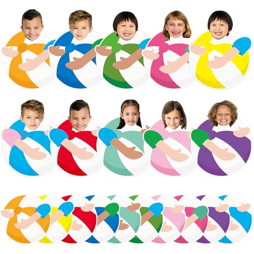 Image of gisgfim 80Pcs Summer Cutouts Beach Ball Decorations Bulletin Board Pool Ball Paper Cut-Outs Classroom Decor for DIY Craft Photo Wall Hawaiian Beach Pool Kindergarten Preschool Party Favor Supply