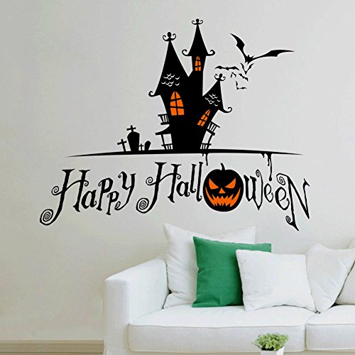 Vinilo Decorativo Halloween Castillo y Calabazas 28x22 in miniatura 4