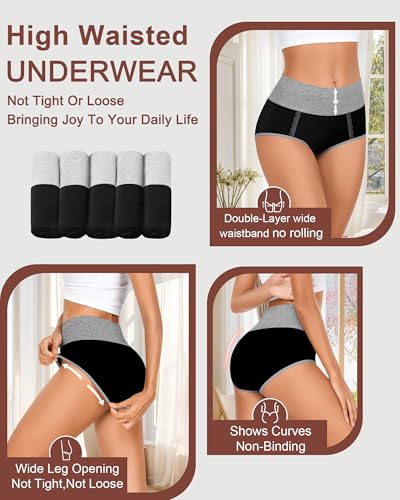 High Waisted Underwear Womens Cotton Soft Breathable Briefs Ladies Panties Multipack (Regular & Plus Size)2