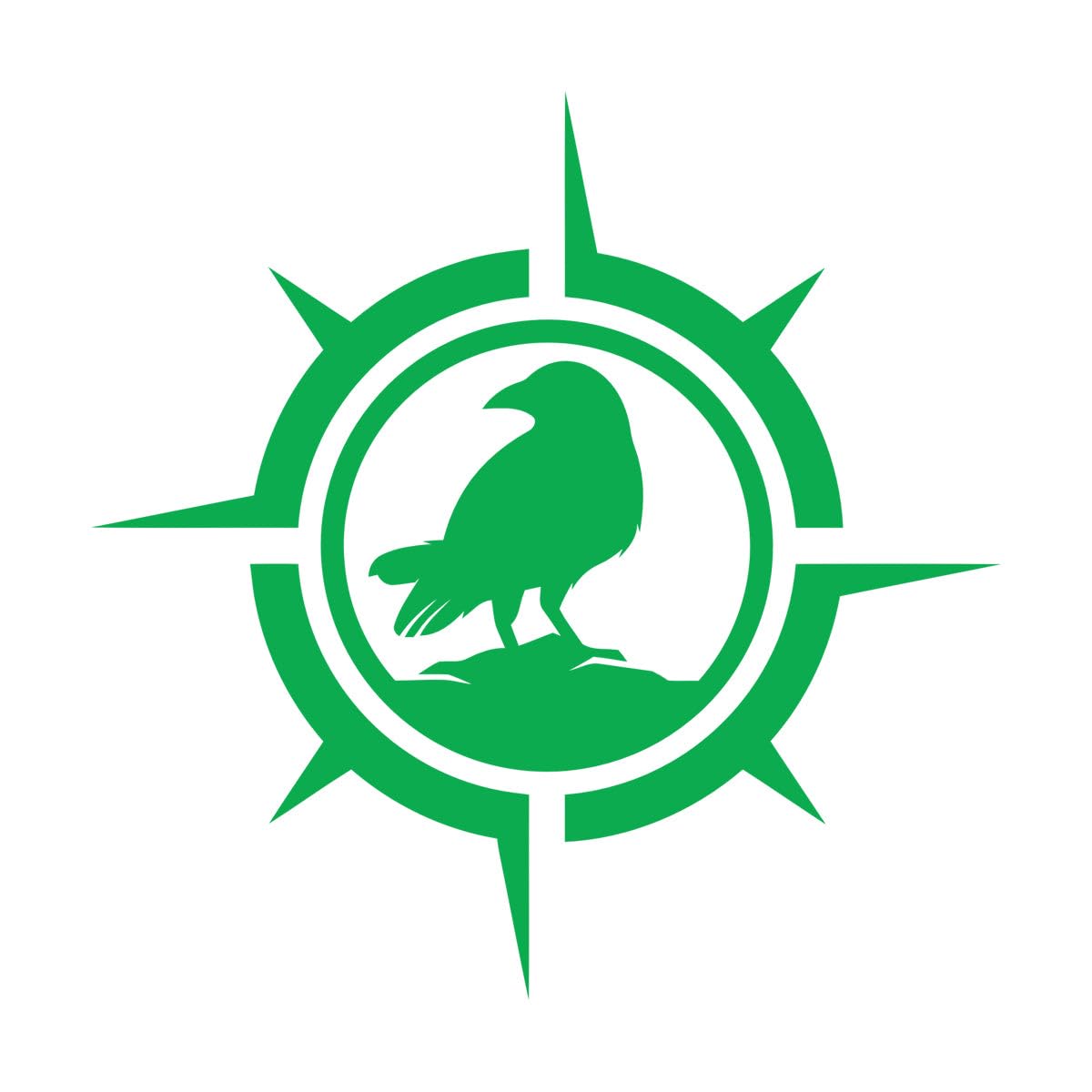 Engraving Stickers Crow Logo Raven Symbol Compass 54x55.2cm Removable Without Leaving Glue Large Green — image 1