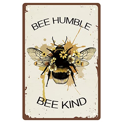 CREATCABIN Cartel de Chapa de Metal Bee Humble Bee Kind Retro Vintage Funny Wall Decor Art Mural Hanging Iron Painting para el Hogar Jardín Bar Pub Cocina Sala de Estar Oficina Garaje Póster Placa, 8