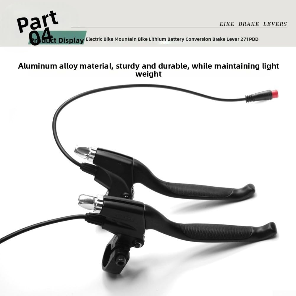 Leve del freno impermeabili per bici elettrica con sensore di arresto del motore, compatibili con barre da 22,2 mm, struttura in lega di alluminio, 2 pin, nero (a prova di acqua)