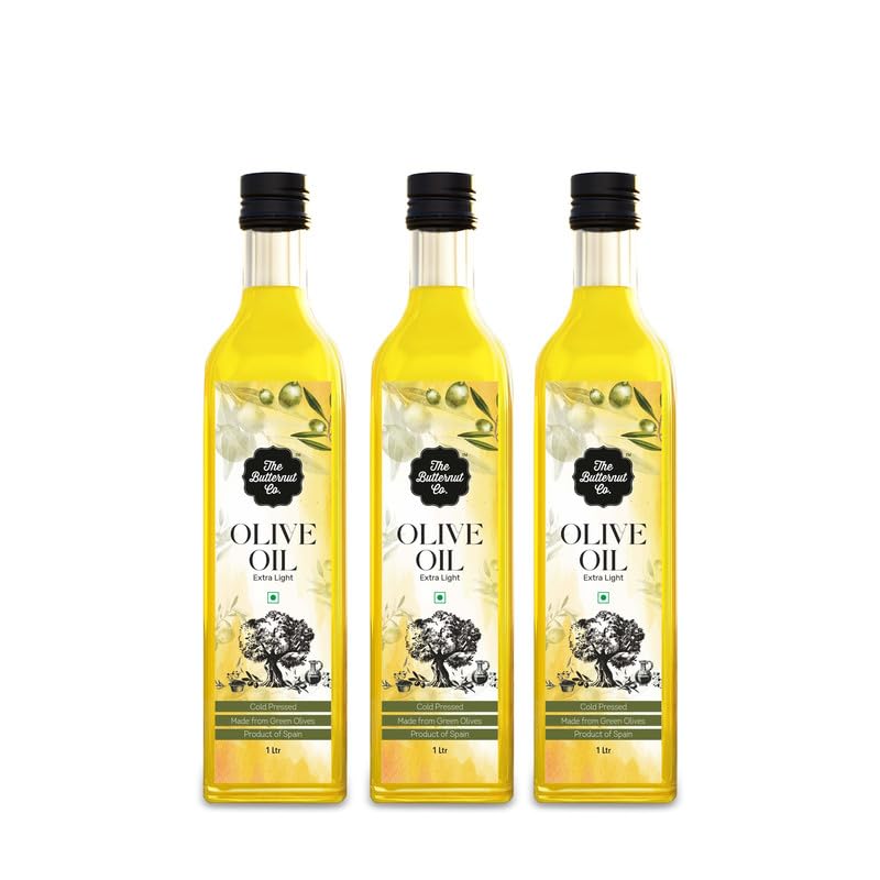 The Butternut Co. Cold Pressed Extra Light Olive Oil, Premium Cooking Oil, Perfect for Frying, Dressing, Garnishing & Drizzling on Salads, Good for Digestion and Heart, Daily Use, 1 Litre (Pack of 3) (B0D3QJFCKT) Amazon Price History, Amazon Price Tracker