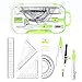 Vobou 10 Pieces Math Geometry Kit Set Student Supplies with Shatterproof Storage Box,Includes Rulers,Protractor,Compass,Eraser,Pencil Sharpener,Lead Refills,Pencil,for School and Drawings（Green）