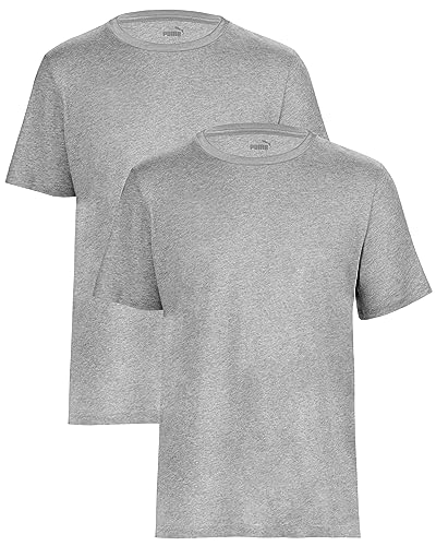 PUMA Camisetas para hombre Statement Deluxe Edition – Algodón – Paquete doble, gris, L