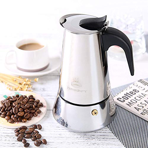 JIN CAN - Olla de moca de alta calidad, hecha de acero inoxidable 430, 6 tazas (300 ml), cafetera eléctrica portátil, cafetera espresso, apta para cocina de inducción (máquina espresso)