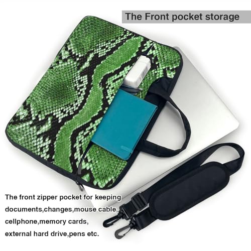 Maletín para laptop con diseño de serpiente verde y acabados de alta calidad 4