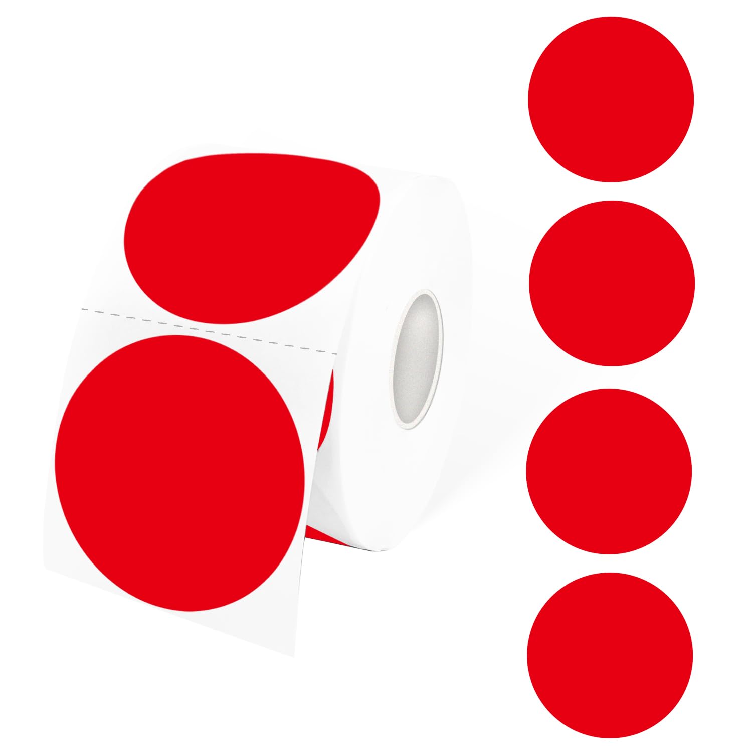 STARLIBOO 2 Inch Round Thermal Sticker Labels, Self-Adhesive Round Direct Thermal Stickers - Red, 600 Labels