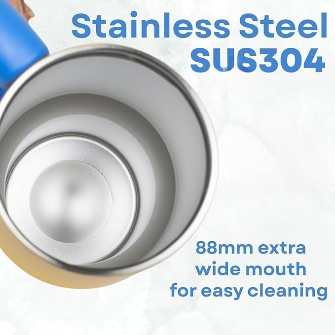 Image of Stainless Steel 1200 ml Vacuum Tumbler with Lid & Straw - Double‑Wall Insulated Cup for Travel, Gym & Office - Keeps Beverages Hot or Cold - 1.2 L Capacity (Yellow + Blue)