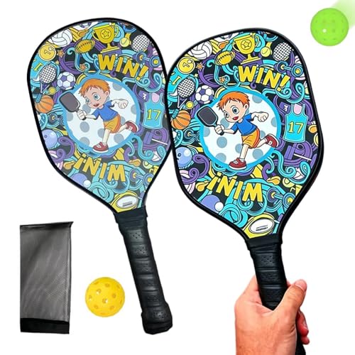 Pala de Madera para Pádel Ball - Mango Antideslizante Portátil Ligero con Funda - Pala de Padel para Niños - para Niños y Adultos, Práctica Diaria, Entrenamiento Básico y
