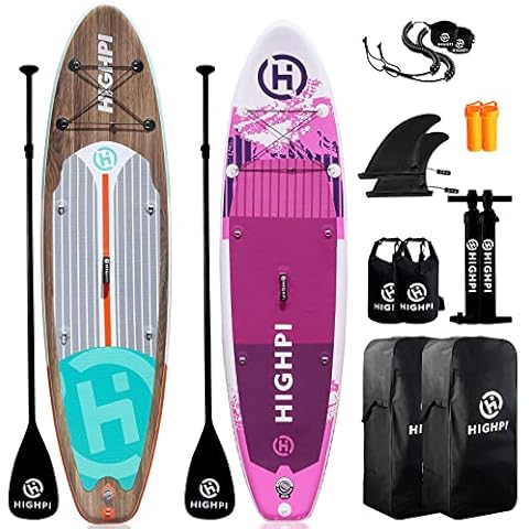 Highpi Inflatable Stand Up Paddle Board with Premium SUP Accessories, Backpack, Wide Stance, Surf Control, Non-Slip Deck, Leash, Paddle and Pump, Standing Boat for Youth and Adult Cover