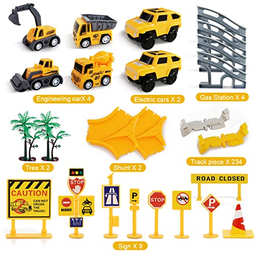 257PCS Construction Tracks Autorennbahn Spielzeug ab 3 4 5 6 Jahre Jungen, 6 PCS Autos Spielzeug und Flexible Track Spiele Erstellen Eine Engineering Road Geschenke ab 3 4 5 6 Jahre alt Jungen - Image 6