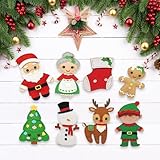 Beiktehy Nähset Kinder Weihnachten,Bastelset aus Filz Bastelbedarf Weihnachten mit Stickgarn Plastiknadeln,Eltern Kind Aktivitäten, Basteln Mädchen 6 Jahre