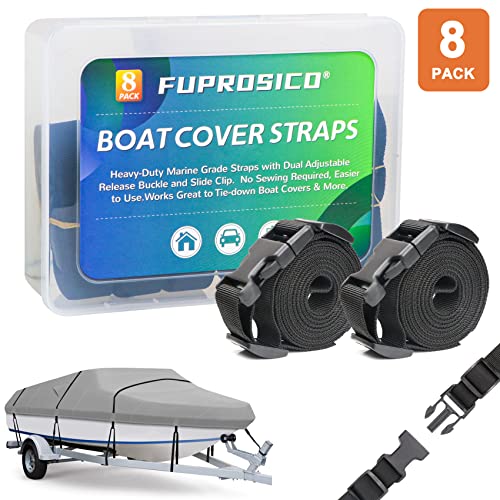 Fuprosico Boat Cover Tie Down Straps With Buckles And Clip, 1" X 96" Adjustable Webbing Strap(8Pk) #TOP6