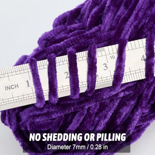 Image of Soft Velvet Chenille Yarn for Crocheting, Super Bulky Yarn for Blankets | Fluffy, plush yarn for crochet and knitting blankets, amigurumi, cushions and handmade gifts for cozy DIY projects.
