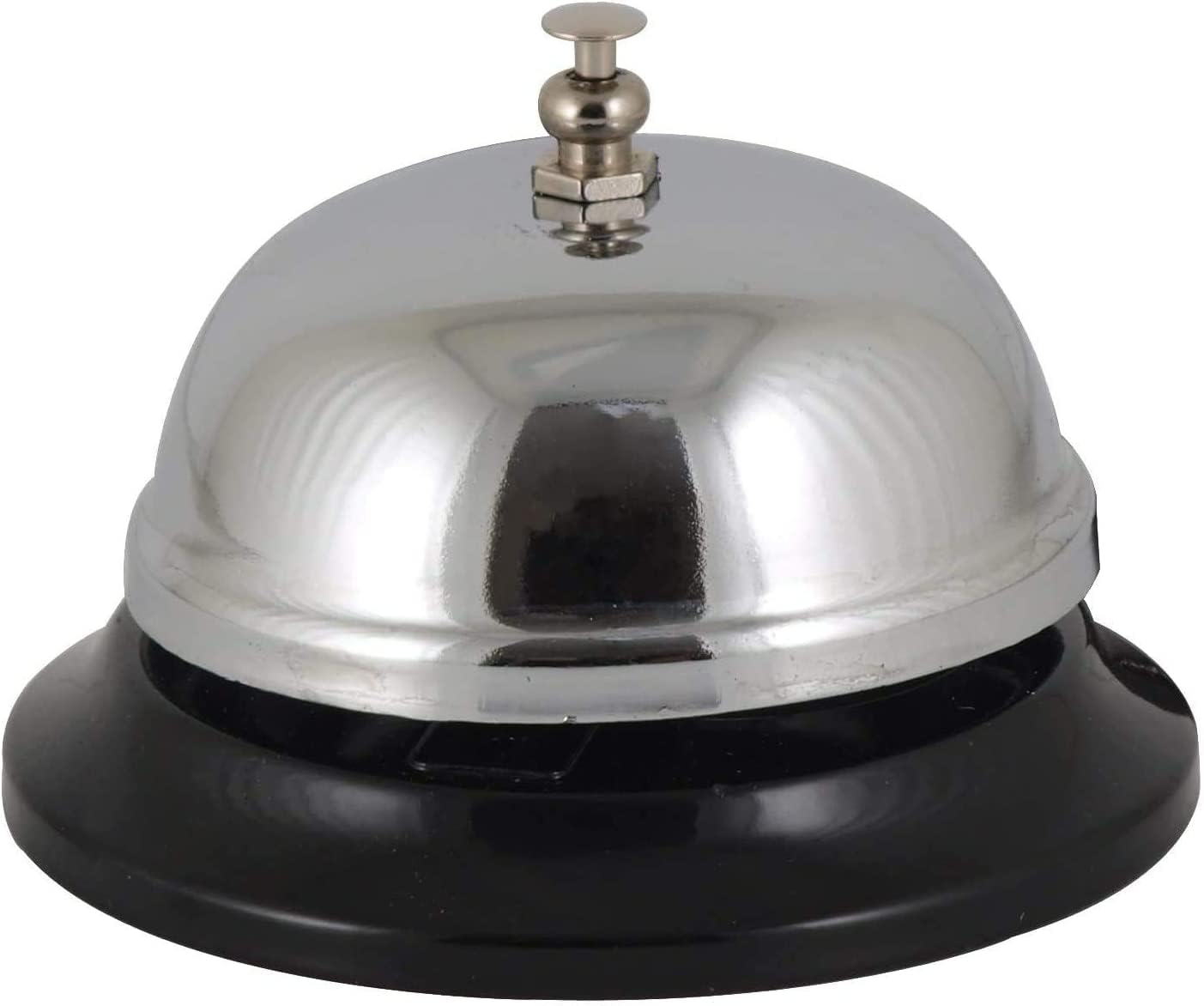 2 UR DOOR Stainless Steel Service Bell with Loud Ringing Sound - Compact 8x8x8cm Size - for Reception, Shops, Butler, Waiter - Black Metal Base - Durable and Portable
