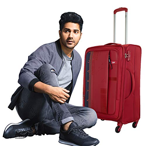 Image of Skybags Polyester Softsided Check-in Luggage 70.5 Cm Polyester Soft 4 Spinner Suitcase (Red, Stairw71Crd)