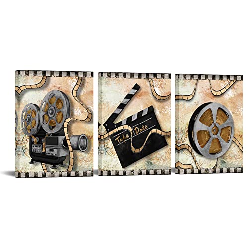 RnnJoile Gilcee-Kunstdruck, Heimkino-Dekoration, Vintage-Stil, klassischer Film-Film, Leinwand, Gemälde, Familienunterhaltung, Medienraumdekoration, gerahmt, 30,5 x 40,6 cm pro Stück Cover