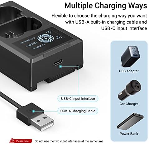 SMALLRIG NP-W235 Camera Battery Charger Set for Fujifilm NP-W235 Battery, Fits for Fujifilm X-T4, GFX 100S, for Fujifilm GFX 50S II, VG-XT4 (2-Pack, 2040mAh, Dual USB Port) - 3822