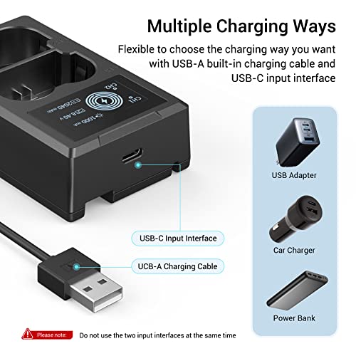 SMALLRIG Baterías Compatible con NP-W235 de Repuesto para Cámara (2 Pack) y Juego de Cargador de Pantalla LCD,Recargable para Fujifilm GFX 50S II,GFX 100S,para Fujifilm X-T4,VG-XT4,X-T5X-H2S- 3822 - imagen 8
