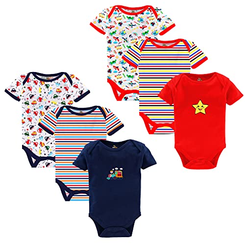 Image of Kidbee Newborn Baby Half Sleeve Cotton Sleepsuits /Half Romper /Bodysuit /Onesies (Set of 6)