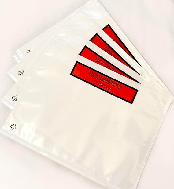1000 x A5 Printed Document Enclosed Wallet (225 x 165 mm) | Peel & Seal Clear Plastic Envelopes/Sleeves/Pockets/Wallets | Attach Invoices, Packing Lists & Delivery Notes to Parcels