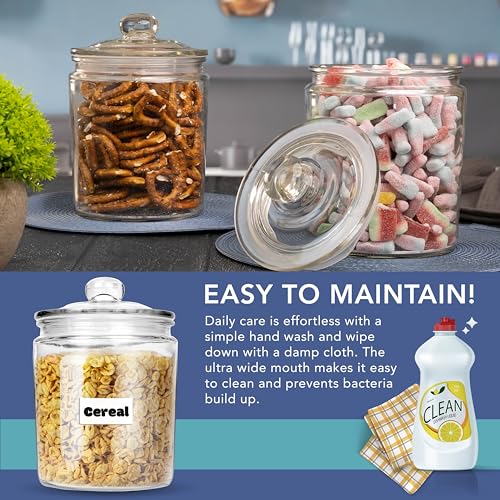 HEFTMAN Glass Jar with Lid - 2 x 2 Litre Clear, Empty Sweet Jars with Airtight Push-Top Lid - Sturdy Glass Apothecary Jars for Sweets, Coffee, Sugar, Laundry Pods Storage Container (2 Pack) - Cosy Home Interiors HEFTMAN Glass Jar with Lid - 2 x 2 Litre Clear, Empty Sweet Jars with Airtight Push-Top Lid - Sturdy Glass Apothecary Jars for Sweets, Coffee, Sugar, Laundry Pods Storage Container (2 Pack) - Image 5